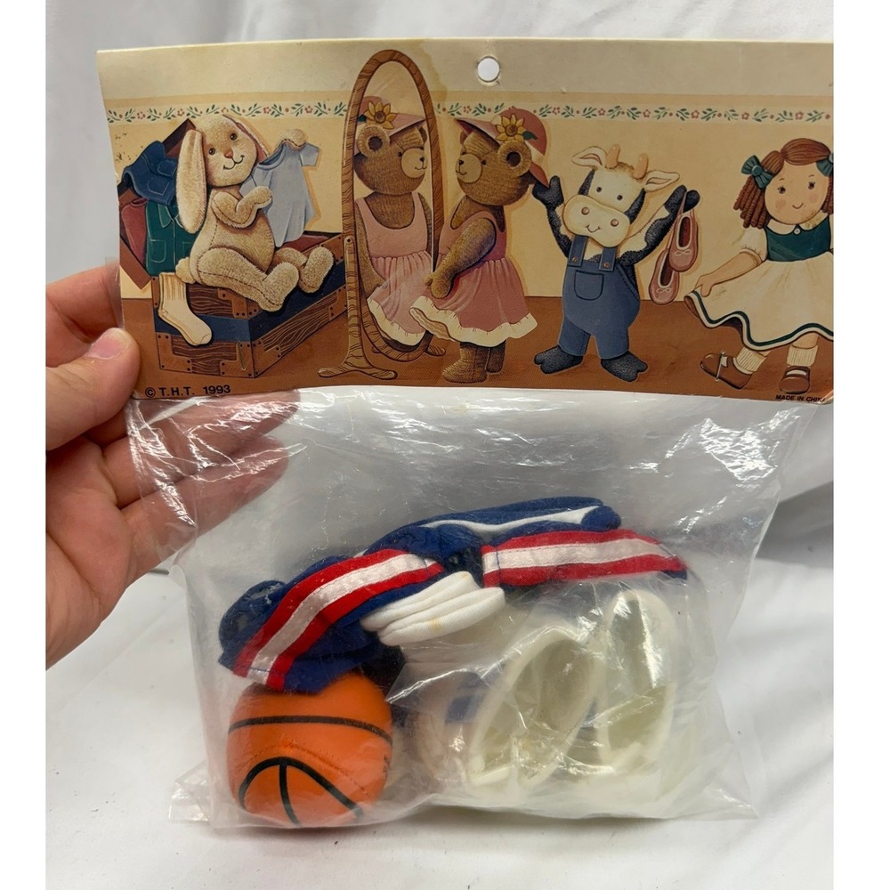 Vintage 1991 NEW T.H.T. Teddy Bear Or Doll Basketball Jersey Shoes Outfit